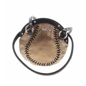 RETIRED Gold and Black Leather Baseball Bag